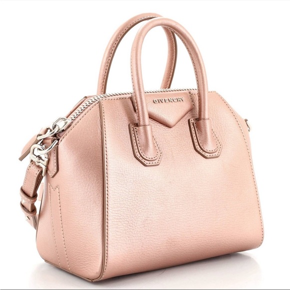 Givenchy Metallic Sugar Goatskin Mini Antigona Rose Gold Light Pink - Picture 6 of 16